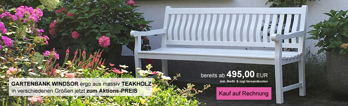Gartenbank Windsor Teakholz weiß