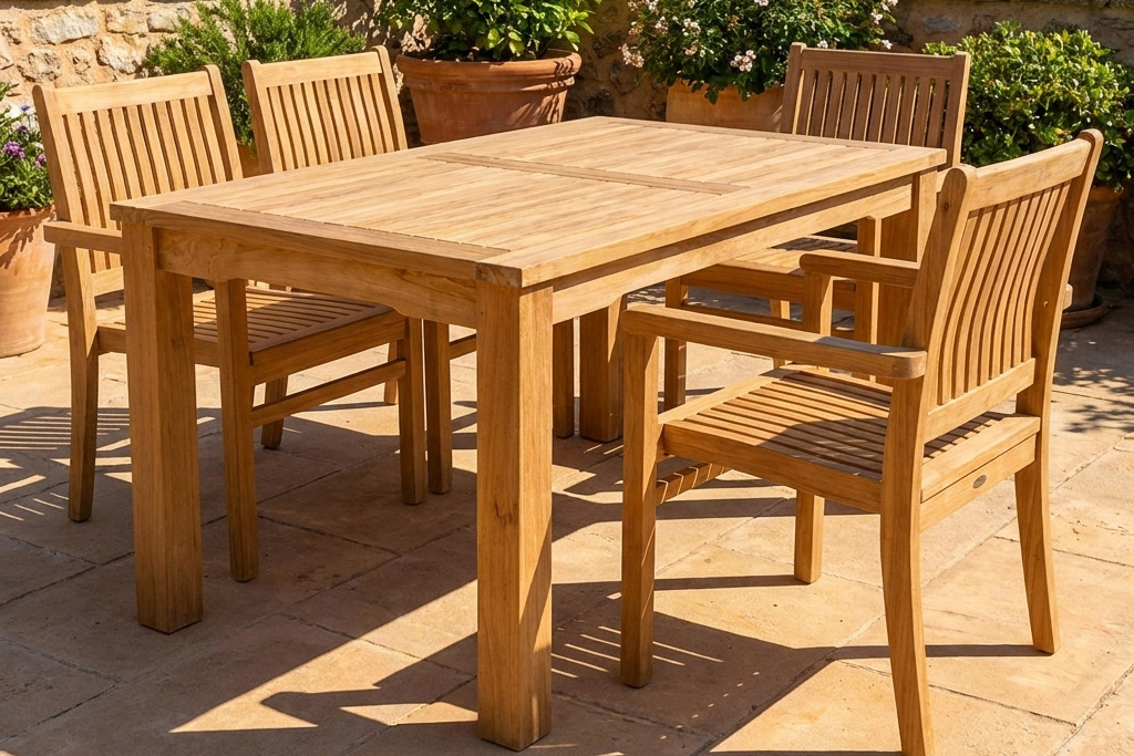 Massive gartentische aus holz teak wetterfest Friesenbankshop auswahl gartentische