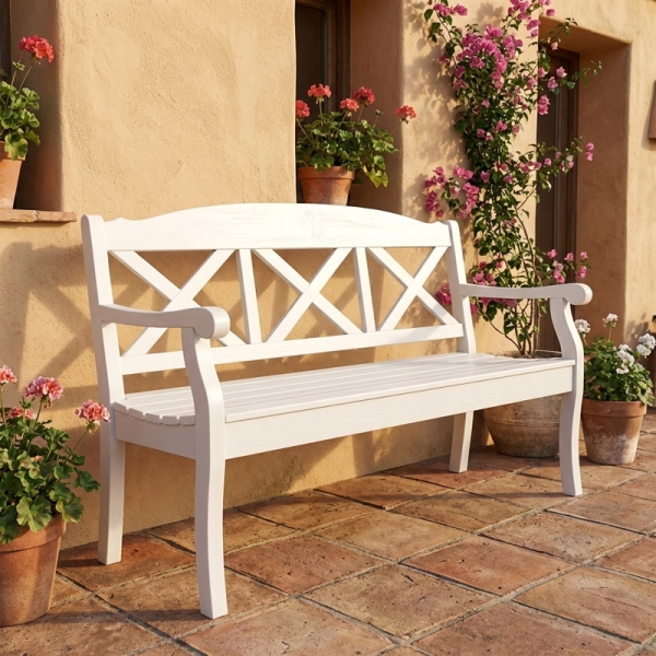 gartenbank mit kreusprossen holz