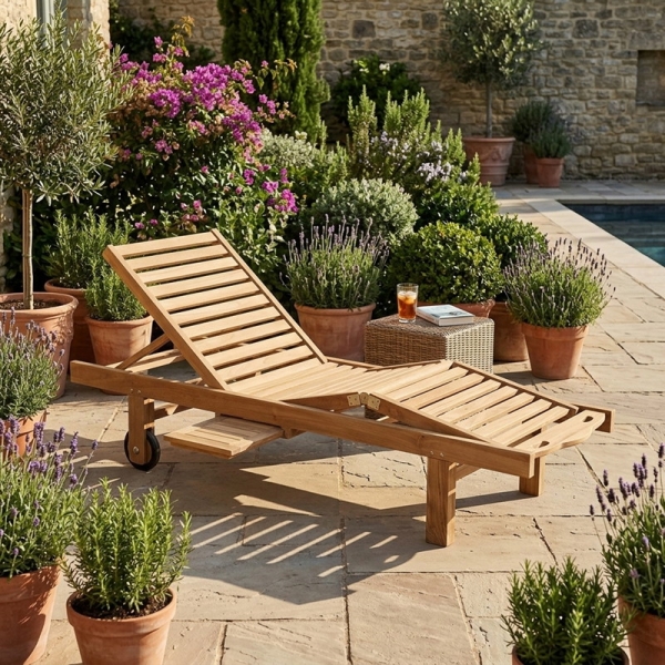 sonnenliege teak verstellbar
