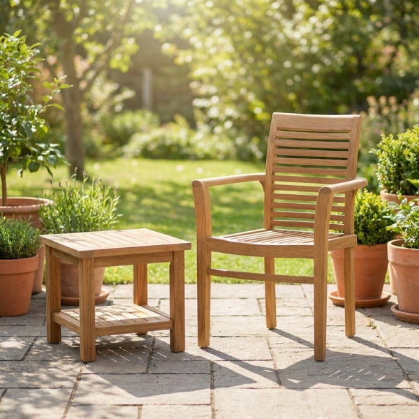 Preview: gartenstuhl stapelbar wetterfest teakholz