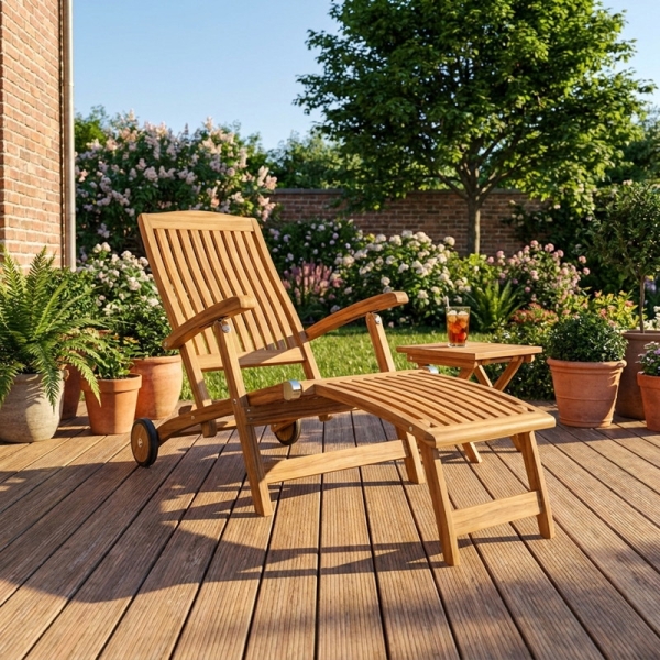 deckchair rollbar klappbar teak