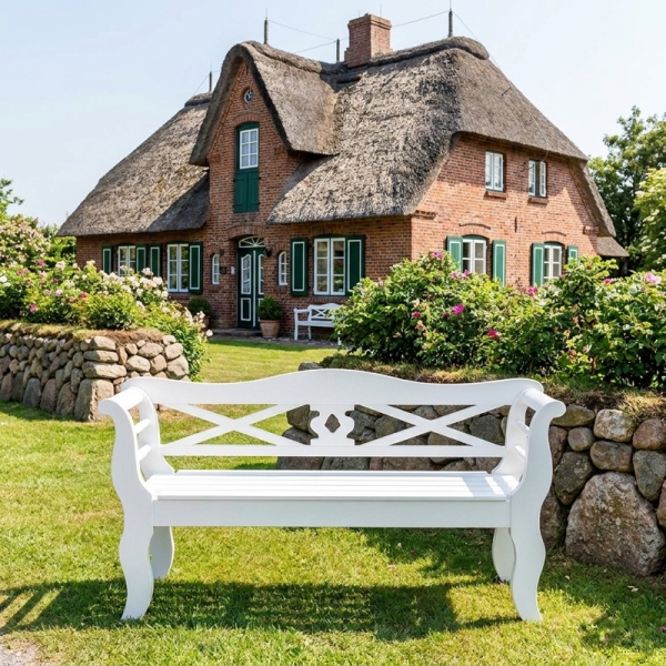 wetterfeste gartenbank weiß