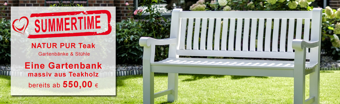 Gartenbank Windsor Teakholz weiß